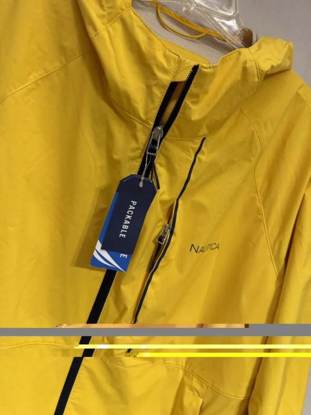NEW NAUTICA MEN'S WATER RESISTANT YELLOW RAIN JACKET SIZE Large
